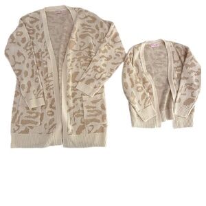 Pink Lily Cream and Tan Cardigan Set mommy and me